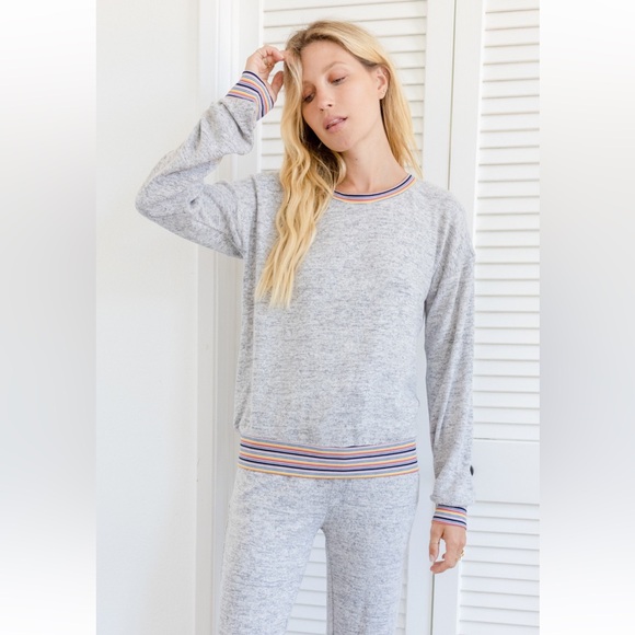 103. Jogger Set Multi Color Sweatshirt/Sweatpant Heather Gray Rose Blue Black - Picture 16 of 16